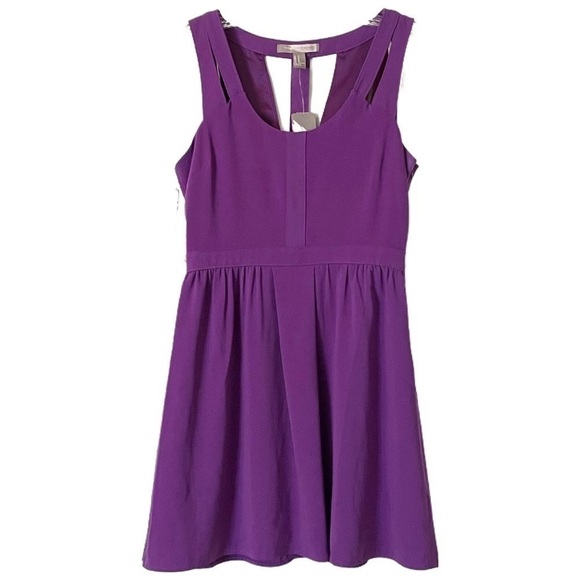 🌺 Forever 21 Cutout Fit & Flare Strappy Purple Mini Dress NWT Size M - Picture 4 of 11
